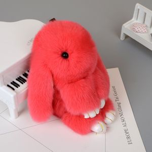 Porte-clés en peluche de lapin, fourrure Rex intelligente, jouets, porte-clés, pendentif, sac, breloque de voiture, étiquette, poupée MiniToy mignonne, vraie fourrure, vente en gros