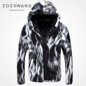 Vente en gros- 2017 nouveau manteau de fourrure d'hiver spécial manteau de fourrure épais sauvage pour hommes décontractés en cuir herbe mode noir et blanc! 1