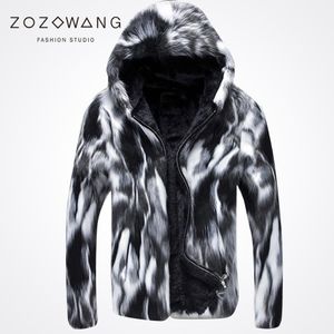 Vente en gros- manteau de fourrure d'hiver spécial hommes décontractés sauvage épais cuir herbe mode noir et blanc !