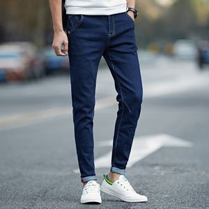 Vente en gros - 2017 printemps et été nouveaux jeans crayon élastiques solides jeans skinny décontractés hommes hip hop pantalons en denim originaux 4 couleurs taille 27-36