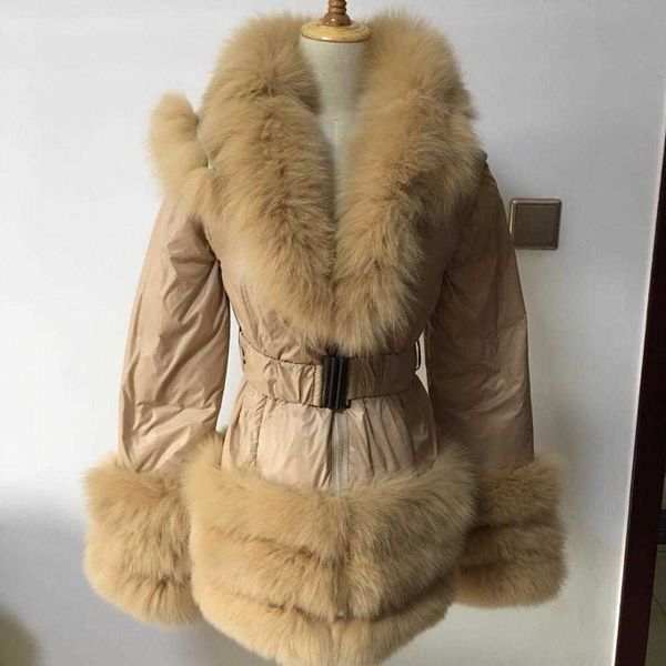 Vestes en vente en gros de canard 2018 avec collier de fourrure de renard manteau de femme de mode européenne