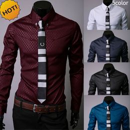 Groothandel 2018 Fashion Casual Business Dark Nightclub Graan Lange Mouw Shirt Chemise Homme Avond Herenkleding Shirts