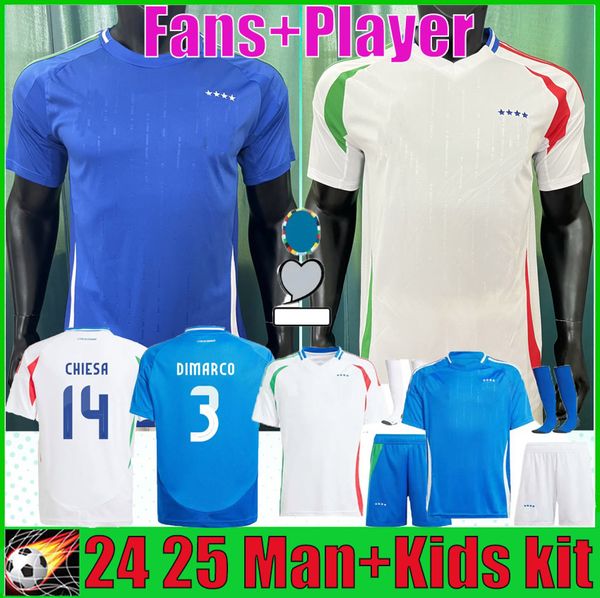 Italia 24 25 Jerseys de fútbol BONUCCI JORGINHO INSIGNE VERRATTI 2024 Copa de Europa 2025 Equipo nacional Hombres Niños Kit Camiseta de fútbol CHIESA BARELLA FAIELLINI PELLEGRINI