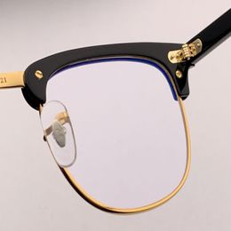 Wholesale-2019 Designer Brand Club Eyeglass Master Men Poscript Poscript semi-rimles sans lunettes rétro OCulo de Sol Feminino Retro Clear Lens 5154 272R