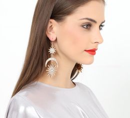 Groothandel - 2019 mode nieuwe achthoek ster oorbellen Europese stijl persoonlijkheid overdreven sterren en maan oorbellen legering oorbellen