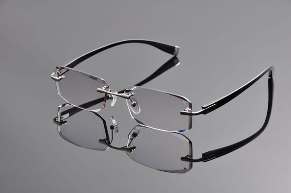 Venta al por mayor 2019 nueva marca Elite marcos de anteojos sin montura de titanio puro para hombres corte de diamante miopía hipermetropía gafas ópticas EV1264