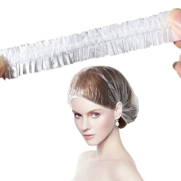 Vente en gros- 2020 haute qualité 100pcs Portable jetable clair Spa salon de coiffure bonnets de douche maison douche bain élastique