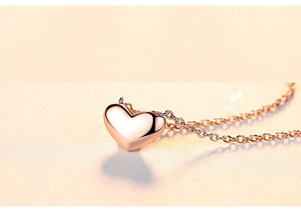 Al por mayor-2020 venta caliente collar del día de San Valentín mujeres corazón colgante joyería s925 collares de plata damas palted accesorios de oro rosa