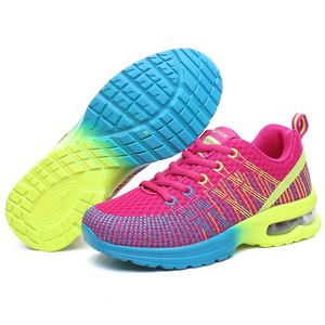 Venta al por mayor 2021 Moda Off Hombres Mujeres Deporte Zapatos para correr El más nuevo Rainbow Knit Mesh Corredores al aire libre Caminando Zapatillas de deporte Tamaño 35-42 WY29-861