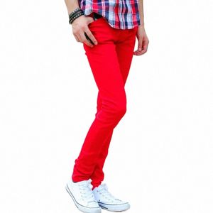 wholesale 2021 Korean Fi Casual Show Mince Jeans Skinny Hommes Vêtements Rouges Pour Adolescents Crayon Pantalon Pantalon Classique Pour Hommes f4DA #