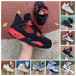 Jumpman 4 4s Basketball Chaussures Hommes Femmes Military Black Cat Infrared Bred Red Thunder Oreo Sail White Cement Bred University Blue Taupe Haze Neon What The Sneakers