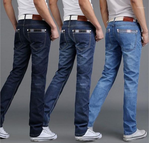 Venta al por mayor-2021 Jeans para hombre de estilo con estiramiento Moda Casual Hombres regulares Delgado Denim transpirable