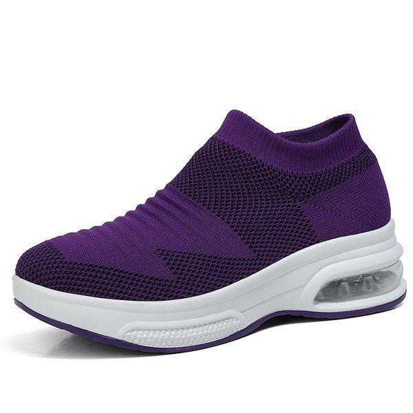 En gros 2021 Top Qualité Pour Hommes Femmes Sport Chaussures De Course Mesh Respirant Chaussette Coureurs Violet Rose En Plein Air Baskets Eur 36-45 WY32-A12