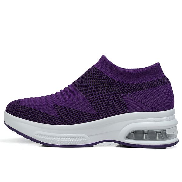 Vente en gros 2021 Top Qualité Pour Hommes Femmes Sports Chaussures De Course Mesh Respirant Chaussette Coureurs Violet Rose Baskets En Plein Air Eur 36-45 WY32-A12