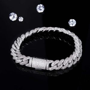 Bracelet cubain en Moissanite, bijoux en diamant glacé, lien de 10Mm, chaîne Hip Hop, vente en gros, 2022