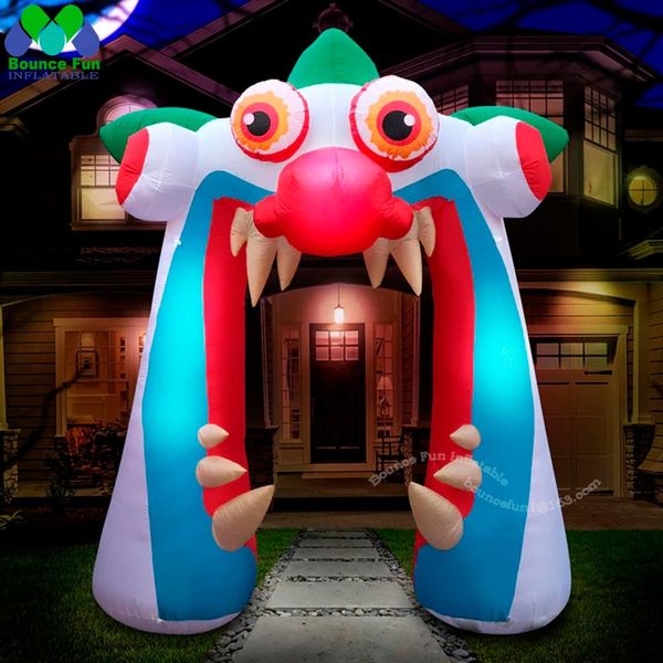 Vente en gros 2022 Nouvelle arrivée Halloween Decoration Arcle de bouche de clown gonflable avec des lumières LED lumineuses pour les événements de la pelouse en plein air