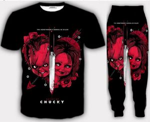 Groothandel - 2022 Nieuwe Mode Casual Horror Movie Chucky 3D All Over Print Trainingspakken T-shirt + Joggers Broek Pak Dames Mannen @ 068