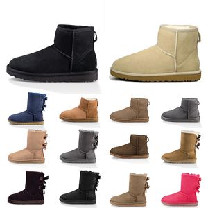 Vente en gros 2022 Femmes Dames Australiens Bottes en cuir de fourrure de luxe Designer de mode Boot Chestnut Kaki Noir Bleu Rose Marron Neige Hiver Bottines à plateforme