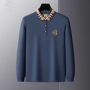 Venta al por mayor 2023 otoño e invierno Polos para hombres 100% algodón Polo Camiseta de manga larga Bordado Otoño Negocios Casual Solapa Moda Top Suave M-4XL A8618 #