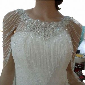 Wholesale 2023 luxueux rhiaste cristallin bling bling enveloppe de mariée en dentelle blanche veste de châle bolero wrap marketing nual p2ri #