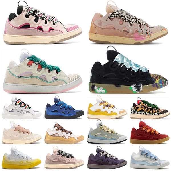 Venta al por mayor 2024 Curb Zapatillas de deporte Diseñador 90s Zapatos extraordinarios Zapatilla de deporte de cuero en relieve para hombre Zapato para mujer Goma Plana Lanvinity Plataforma Scarpe con cordones 35-46