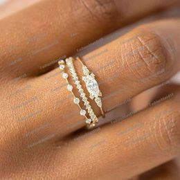 Groothandel 2024 Nieuwe Kleine Kleine Ring Set Voor Vrouwen Goud Kleur Zirconia Midi Vinger Ringen Bruiloft Verjaardag Sieraden Accessoires geschenken