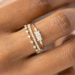 Vente en gros 2024 Nouveau petit ensemble de petites bagues pour femmes couleur or zircon cubique Midi bagues de mariage anniversaire bijoux accessoires cadeaux