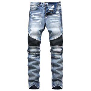 wholesale 2035 Jeans pour hommes Designer Jeans Distressed Ripped Biker Slim Fit Motorcycle Denim For Men s Fashion jean Mans Pants pour hommes # 822