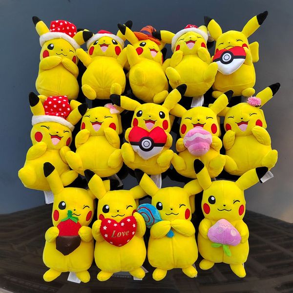 Jouets en peluche pika mignons de 20cm, différents styles, oreiller de couchage pour filles, poupée, cadeau d'anniversaire, vente en gros