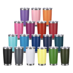 Groothandel 20oz Auto -mokken Roestvrij stalen metalen reisbekers Thermische dubbele wandpoeder Coated Tumblers BB0325