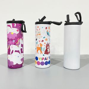 Vente en gros 20oz Flip Top Sports Skinny Straight Sublimation Blanks Bouteille d'eau Portable en acier inoxydable isolé sous vide Café Gobelet de voyage pour l'impression DIY