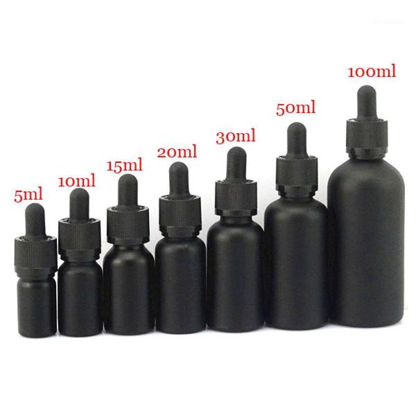 Botellas de almacenamiento Frascos al por mayor- 20 unids 10 ml 30 ml Negro Vidrio esmerilado Gotero Aceite esencial Contenedor E Líquido Botella vacía1