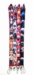 En gros 20 pièces dessin animé Anime japon Tokyo Ghoul lanière sangle porte-clés carte d'identité accrocher corde fronde cou pendentif garçon fille cadeaux