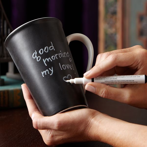 Vente en gros - 20pcs tasse en céramique laissant un message avec un stylo tasse de tableau classique avec une tasse de tableau et des stylos