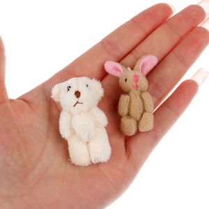 En gros 20pcs de haute qualité 6 cm soft mini peluche lapin ours poupée accessoires miniatures meubles de jouets animaux pour décoration de maison de poupée