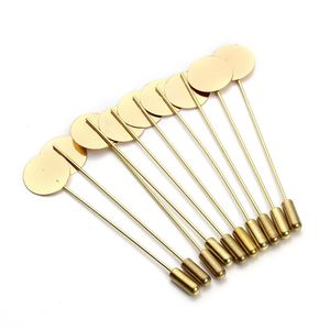 Vente en gros - 20pcs / lot 7.3cm broches de sécurité plaquées or base avec bouchon à pointe plate pour femmes fournitures de bijoux de bricolage faisant F3110