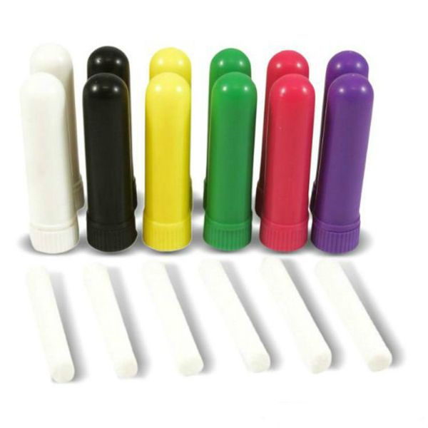 En gros 20 pcs/lot blanc inhalateur nasal bâtons en plastique blanc arôme inhalateurs nasaux pour bricolage haute qualité coton mèches