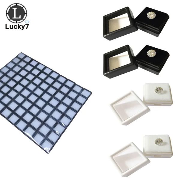 Mayorista de 20 piezas/lote de plástico cuadrado Plazo de paquete de pantalla suelta Box Gema Gema de espuma de espuma Beads Beadry Cajas de joyas Organizador 3*3*2cm