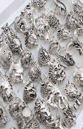 Atacado 20 unidades/lotes mix coruja dragão lobo elefante tigre etc estilo animal antigo vintage jóias anéis para homens mulheres 2201132545027