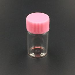 Groothandel - 20 stks Roze Cap Clear Glas Opslagflessen Tiny Display Container Draagtas Bevindingen 40x22mm