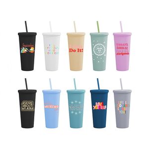 Groothandel! 22oz Double Wall Acrylic Plastic Tumbler 20 Kleuren Sport Frosted Cups Draagbare Sea Freight Min