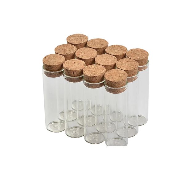 wholesale 22x70mm 18 ml bouteilles transparentes en verre vides avec bouchon en liège flacons en verre bocaux bouteilles d'emballage tube à essai 100 pcs / lot BJ