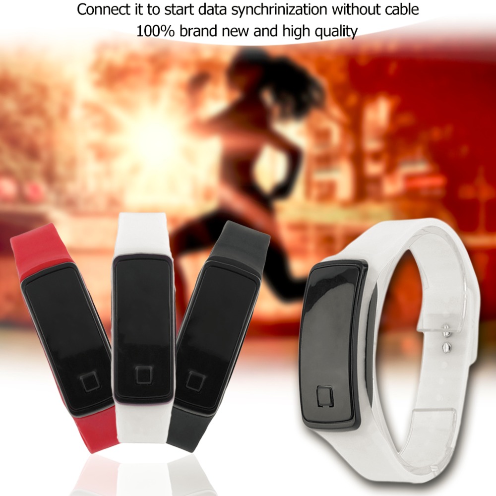 Wholesale- 23.5cm Soft Silicone Lightweight LED Touch Sports Running Digital Electronic Bracelet Smart Wristband White Black Red Wrist Wear