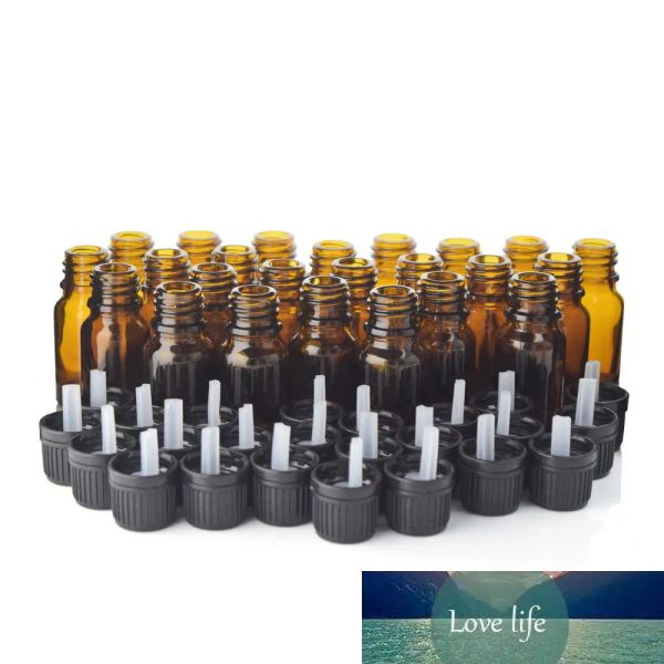 Al por mayor 24 piezas 10 ml de viales de botella de vidrio ámbar vacío con manipulador de euro dropper evidente para para aceites esenciales aromaterapia zz
