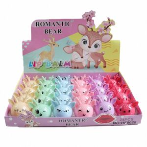 En gros 24 pcs Sika Cerf Kawaii Baume À Lèvres Ensemble Plante Naturelle Hydratant Smoth Lèvres Baume Lèvres Soins Fille Femmes Cadeaux h1gT #