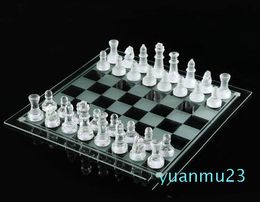 Groothandel-25 * 25cm K9 Glas Schaak Medium Worstelen Verpakking Internationaal Schaakspel Hoge Kwaliteit International Chess Set Packed Well