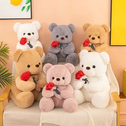 En gros 25 35 cm fête câlin Rose ours en peluche poupée en peluche poupée enfants cadeau d'anniversaire