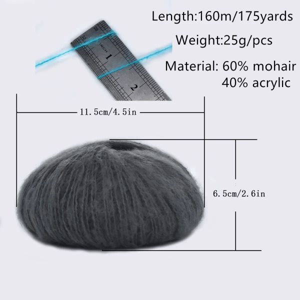 En gros 250g / lot 10 balles diy diy mince mohair fil pluah fil tricot à tricot à la main au crochet fil 60% mohair 40% acrylique