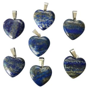 Groothandel 25 stks / partij mode best verkopende natuurlijke lapis lazuli steen liefde hart hangers voor diy sieraden maken 20mm gratis verzending