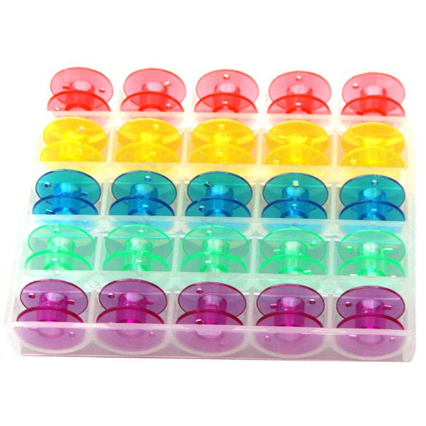 Wholesale-25pcs Plastique Bobines vides à coudre Machine de couture Bouple en plastique Stockage pour outil à aiguille à la maison Accessoires de couture AA7246